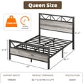 thumbnail image 2 of 4 EVER WINNER 51.2" Tall Industrial Queen Size Metal Platform Bed Frame , Bed Frame with Headboard and Footboard/Under Bed Storage/No Box Spring Needed/Easy Assembly/Noise Free/Wash Grey, 2 of 7