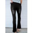 thumbnail image 1 of POGLIP Pantalon en Denim Noir pour Femmes, Pattes d'Éléphant Usées, 1 of 6