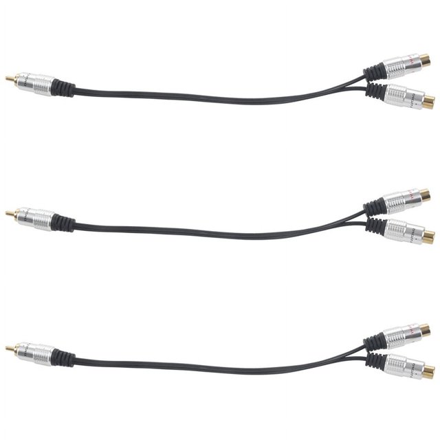 3X Metal Female to Dual 2- Male Gold Plated Adapter, Stereo Splitter Y Audio Cable( F-2 M)