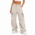 thumbnail image 2 of Mens Cargo Pants Casual Baggy Drawstring Pants Relaxed Fit Parachute Pant Hop Harem Pants with Pockets Khaki L, 2 of 4