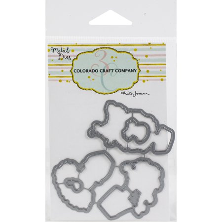 UPC: 0810043854542 | Colorado Craft Company Metal Die Set-Topiaries & Kitten-By Anita Jeram