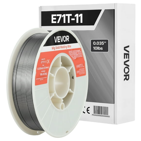 VEVOR Flux Core MIG Welding Wire, E71T-11 0.035-inch 10 LBS, Gasless Mild Steel Welding Wire with Low Spatter for All Position Arc Welding, Self-Shielded for Outdoor Use