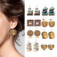 thumbnail image 4 of Bookcase Heart Earrings Printed Patterns Women's Book Lover Jewelry Daily Studs, 4 of 4