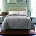 thumbnail image 2 of St. James Home Microfiber Nano Feather Comforter, White/Navy Stripes, King, 2 of 5