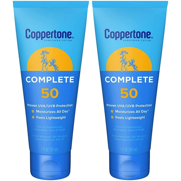Coppertone Complete SPF 50 Moisturizing Sunscreen Lotion, 7 Fl Oz, Pack of 2