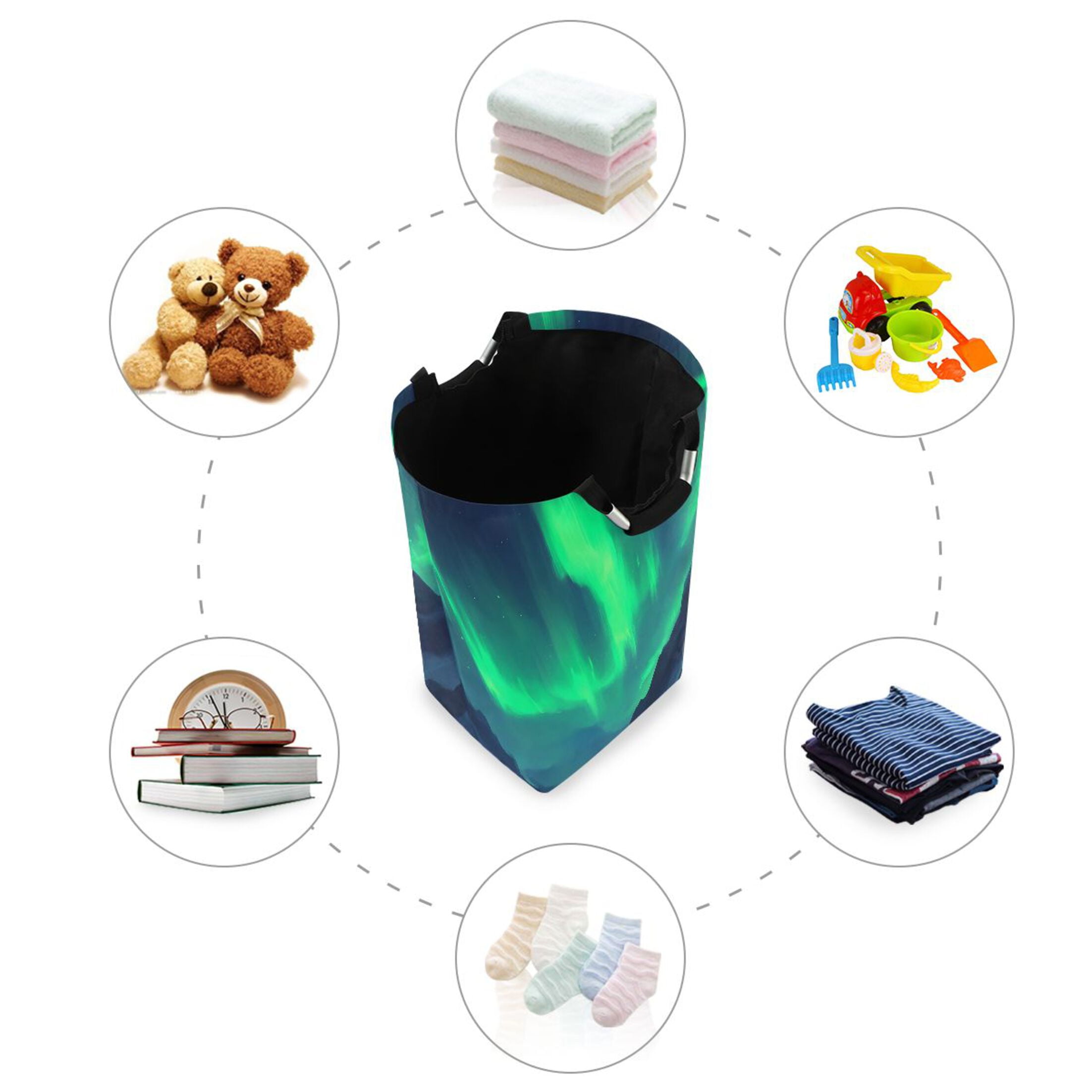 Aurora Foldable Laundry Hamper 12.6x11x22.7in with Handles for Bathroom Bedroom Storage