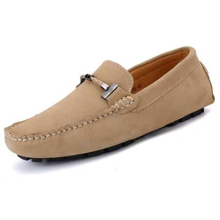 

Go Tour New Mens Casual Loafers Moccasins Slip On Driving Shoes Beige 7.5/40