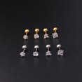 thumbnail image 4 of Pendientes de acero inoxidable con forma de triángulo amoroso y circonita cuadrada de cinco puntas de 3 mm a 5 mm, varilla fina de 20 g, con forma de bola giratoria y hueso de oreja para, 4 of 5