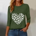 thumbnail image 6 of felwors Women's St Patricks Day Shirts Lucky Shamrock Clover Irish Tee Shirt Crewneck 3/4 Sleeve Holiday St Pattys Tops (Army Green, XL), 6 of 8