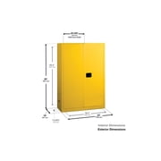 Justrite Flammable Liquid Cabinet 43 x 18 x 44 - 2 x Front Open Door(s) - Fire Resistant - Yellow - Steel
