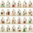 thumbnail image 3 of Bolsas de tela reutilizables con cordón para la cuenta regresiva de Navidad, calendario de Adviento de 24 días con diseños navideños de acuarela | Pequeñas bolsas de regalo para niños, dulces,, 3 of 5