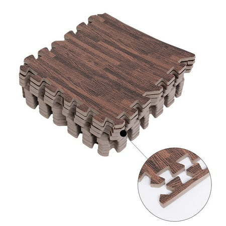 Herchr 9pcs Set Floor Mats Thick Puzzle Exercise Mat Indoor Wood