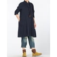 thumbnail image 3 of Lavnis Women's Cotton Linen Full Front Buttons Long Sleeve Jacket Loose Dress Outfit Shirt Blue L, 3 of 5