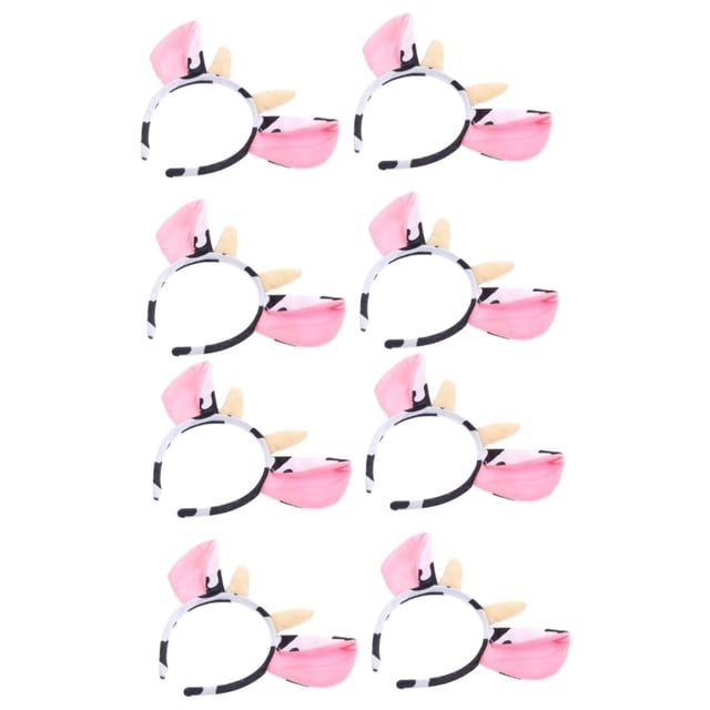 Diadema ABOOFAN con orejas de vaca, forma de aro, animales de granja para niños, rosa