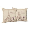 thumbnail image 6 of Ambesonne Paris Throw Pillow Cover 2 Pack, French Eiffel Tower, 18", Beige, 6 of 6
