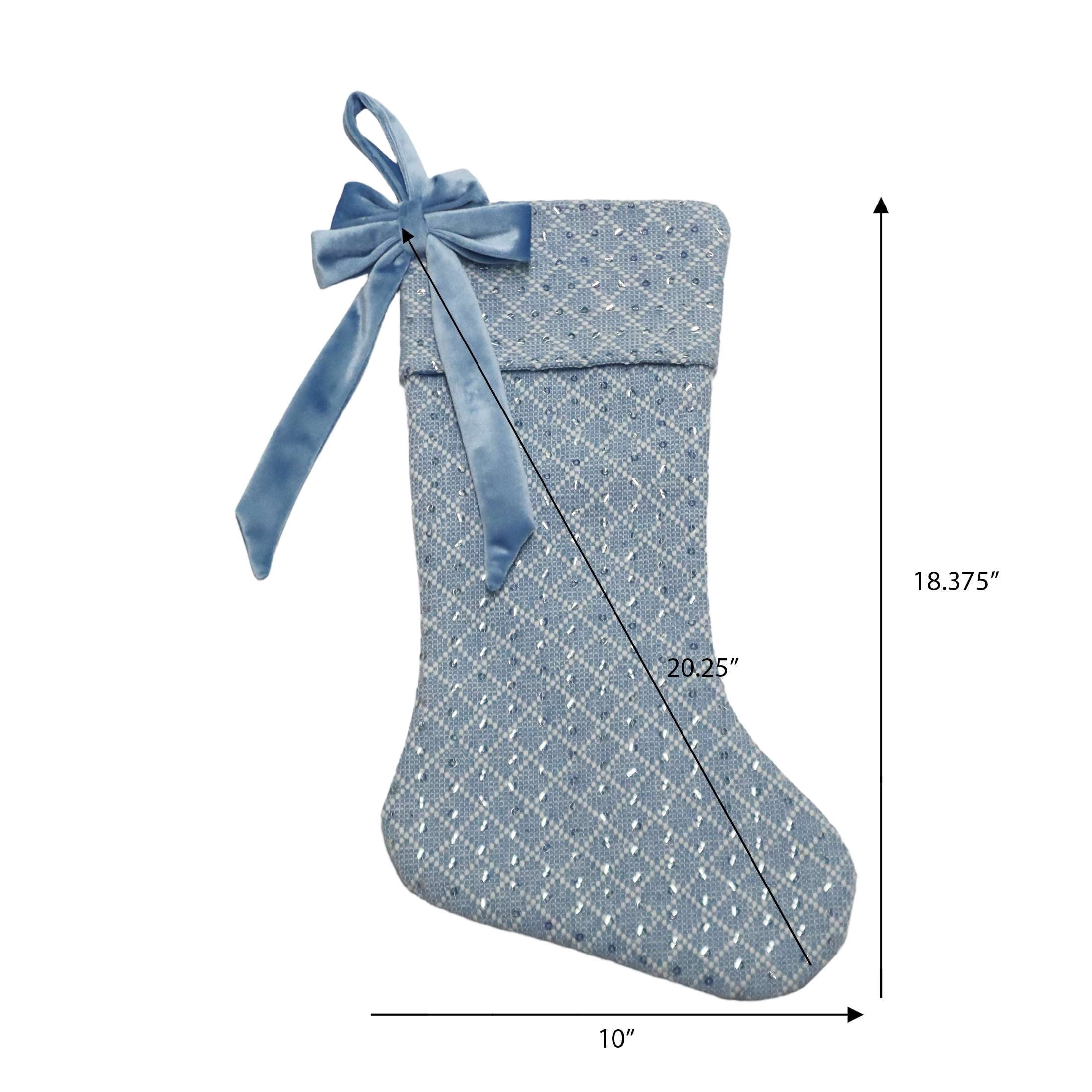 Sequin Christmas Stocking, Blue, 18", by Holiday Time