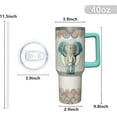 thumbnail image 6 of 40oz Elephant Tumbler - Stainless Steel Insulated Cup with Leak Proof Lid, Reusable Water Bottle with Handle & Straw for Coffee & Drinks, 6 of 6