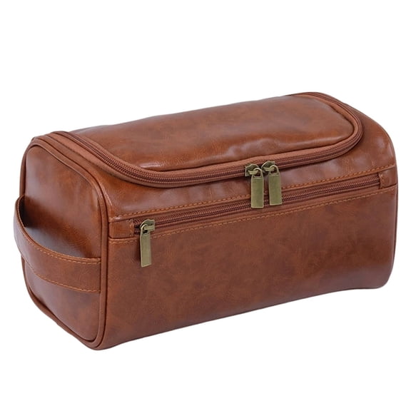 Large Water-Resistant Travel Toiletry Bag Organizer Dopp Kit for Men Outdoor Trips and Daily Travel(Brown,25*13*14cm)