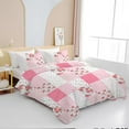 thumbnail image 5 of Psoiuetr King Comforter Set Pink Spring Floral Comforter King Size Patchwork Flower Cozy Bedding Set 3 Pieces Cute, 5 of 7
