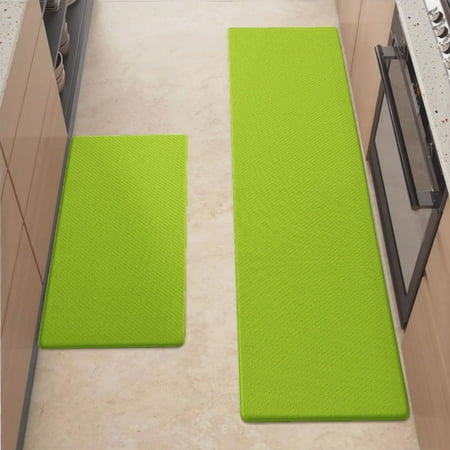 

Anti Fatigue Kitchen Mat Limerick Green Sets of 2 Kitchen Rugs Non Slip Cushioned Standing Mat for Sink Floor Laundry Office Desk Mid 17.3 x 29 + Plus 17.3 x 47.2