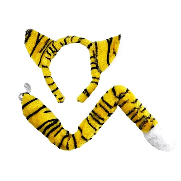 Conjunto de orejas y cola de tigre, , diadema con orejas, para cosplay, disfraz de aro para el pelo, conjunto para fiesta temática de