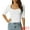 White, variant on Women's Half Sleeve Square Neck T Shirts Slim Fitted Ribbed Knit Casual Tee M Blue