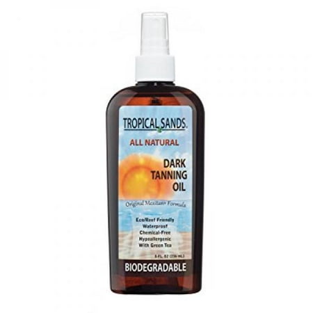 All Natural Dark Tanning Oil by Tropical Sands, Biodegradable, Waterproof and Reef Safe!, 8 fl
