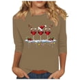 thumbnail image 1 of RKSTN Sweat-Shirt pour Femmes Mode Imprimé Décontracté Col Rond Pull Manches 3/4 Haut Chandail en Molleton de Noël, 1 of 4