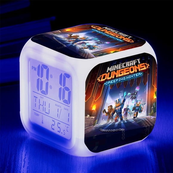 Alarm Clock, LED Digital Colorful Color Changing Luminous Alarm Clock, With Time, Temperature, Alarm Clock, Date-QIUPING