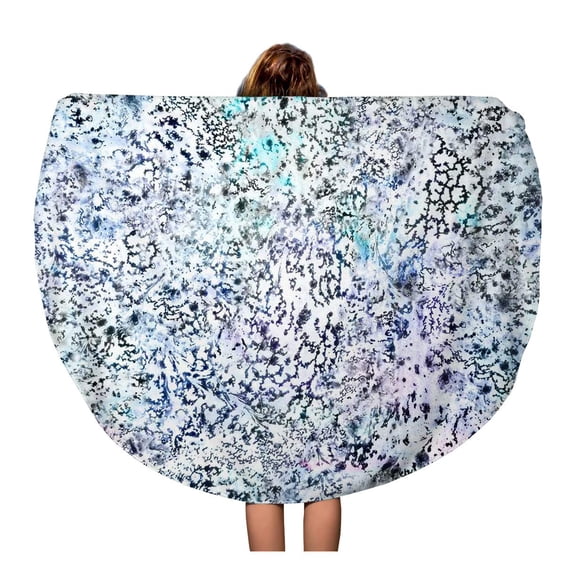 SIDONKU 60 inch Round Beach Towel Blanket Transitions Spotted in Iridescent Colors Dots Glam Holographic Marbling Travel Circle Circular Towels Mat Tapestry Beach Throw