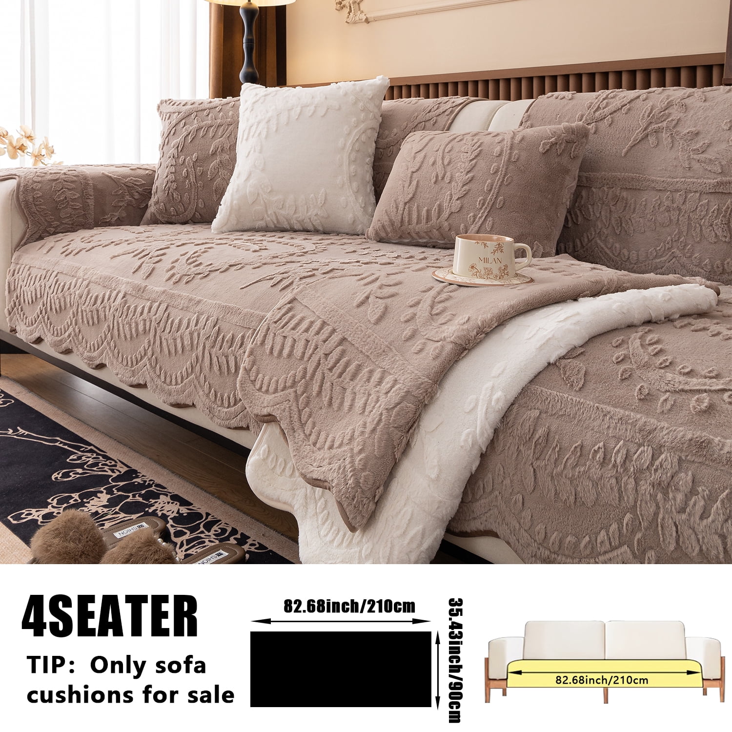 Thickened Anti-Slip Sofa Cover Scratch-Resistant & Wear-Resistant Pet-Friendly Design Soft Fabric Living Room Use Machine Washable Sofa Protector