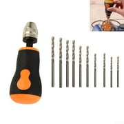 Micro Mini Portable Small Hand Drill + 10pcs Drill Bits Set Tool 0.8-3.0mm
