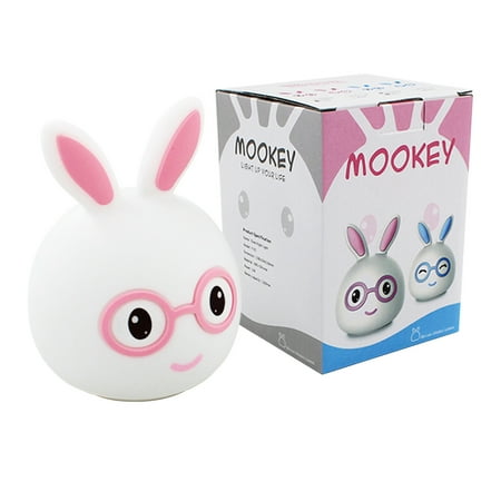 

Clearance Cute Bunny Night USB Rechargeable Kids Night Warm White And 7-Color Breathing Modes Led Lights For Girls Childrens Toddler Baby And Kids