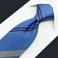 thumbnail image 3 of Ties for Men Suits Steel Blue Stripes Business Necktie Extra Long 63", 3 of 5
