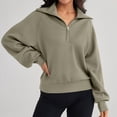 thumbnail image 4 of Women's Half Zip Sweatshirt Oversized Long Sleeve Quarter Zip Pullover Casual Lightweight Loose Sweatshirt Y2K Tops, 4 of 6