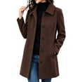 thumbnail image 2 of Women's Wool Blend Coat Lapel Collar Long Sleeve Single Breasted Mid Length Winter Coat, 2 of 8
