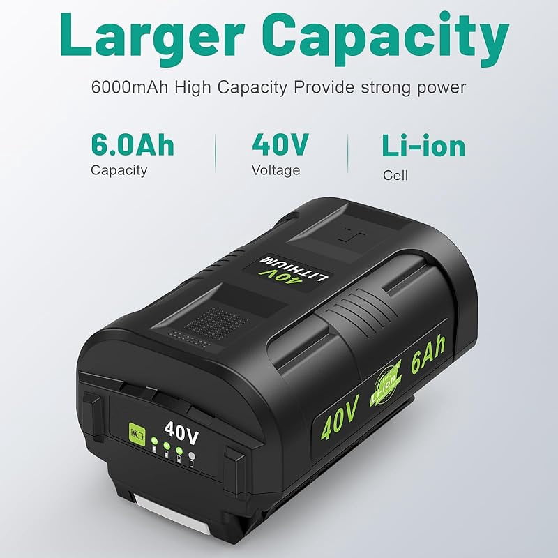2 pack Large Capacity 6.0Ah 40V Battery for Ryobi 40 Volt Power Tools OP4015 OP4026 OP40201 OP4030 OP4040 OP4050 OP40601 etc. Replace for Ryobi 40V Battery