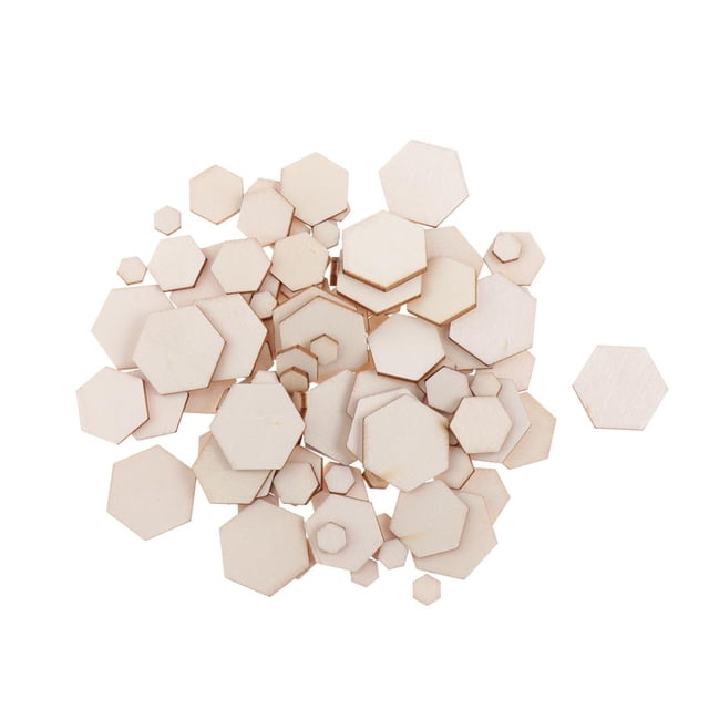 100 Piezas Discos de Discos de árbol Hexagonales Platos de Artesanía Naturaleza