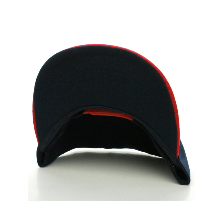 D&I. Plain Adjustable Snapback Hats Caps Flat Bill Visor - Blue Red 