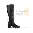 thumbnail image 3 of BLISSFUL STEP Women's Knee High Boots Square Toe Slouch Chunky Heel Black 9, 3 of 5