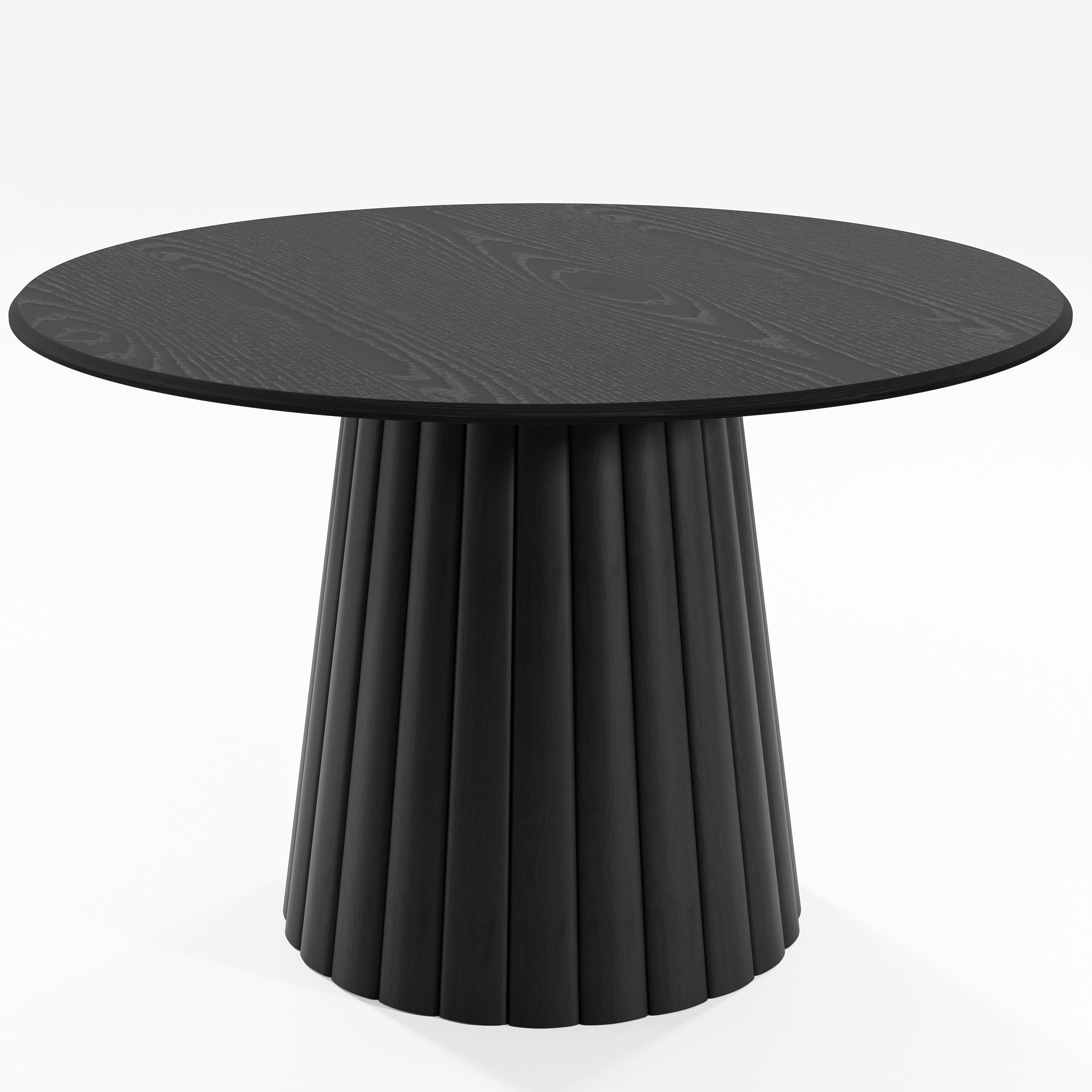 46 in. Soild Wood Black Dining Table Round Kitchen Table