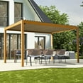 Domi Outdoor Living Louvered Pergola 10X13FT, Wood Grain Aluminum