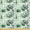 thumbnail image 2 of Ambesonne Floral Fabric by the Yard Upholstery, Summer Flowering Exotics Art, 2 Yards, Laurel Green and Pale Grey, 2 of 5