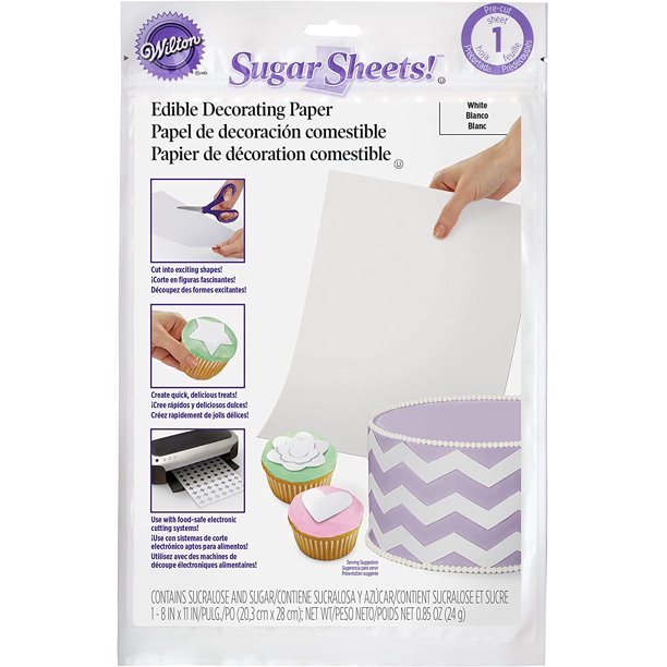 Wilton White Sugar Sheets Edible Decorating Paper 0.85 oz. Cake