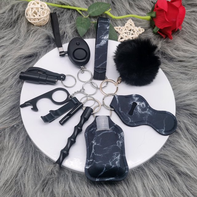 Conjunto De Llavero De Autodefensa Para Niñas Con Alarma De Seguridad Personal Defensa , Primer Pom Y 130 Db Linterna Gao Jiahui unisex