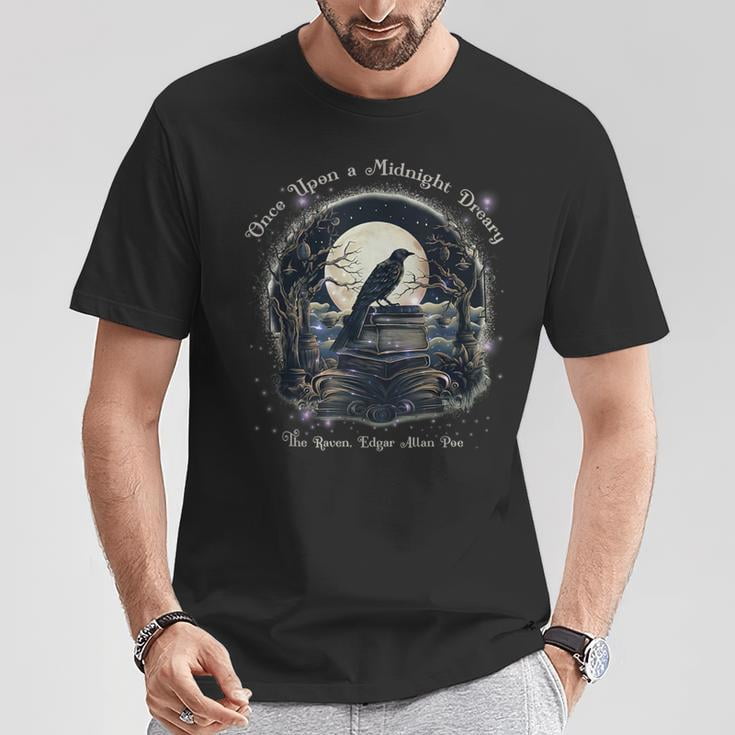 Once Upon a Midnight Dreary The Raven by Edgar Allan Poe T-Shirt - Main Image