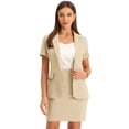 thumbnail image 1 of Conjuntos de traje INSPIRE CHIC para mujeres, atuendos de 2 piezas, blazers y faldas lápiz, traje M beige, 1 of 6