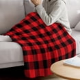 thumbnail image 3 of Red Black Buffalo Plaid Throw Blanket for Couch, Soft Lightweight Flannel Fleece Blanket, Black Red Checkered Microfiber Plush All Season Decorative Blankets Gifts for Sofa Office Lap 30"x40", 3 of 9