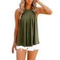 thumbnail image 4 of USSUMA T-Shirts for Women Trendy,Tank Top for Women Summer Halter Tops Pleated Sleeveless Cami Shirts Loose Dressy Shirts Beach Blouses, 4 of 8