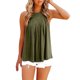 thumbnail image 4 of Mujeres Casual sin mangas Halter Tank verano plisado camisas sueltas blusa de playa Tops Pompotops lopia987489, 4 of 8